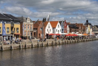 Inland harbour and old town in Husum, Nordfriesland district, Schleswig-Holstein, Germany, Europe