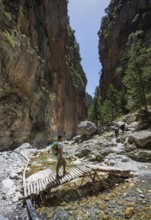 Hiking trail through the Iron Tor tor in the Samaria Gorge, south coast, Crete, Greece, Europe