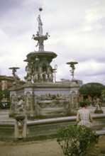 Historic iron fountain in neoclassical style, made in Glasgow and installed in 1896, Matriz Square,