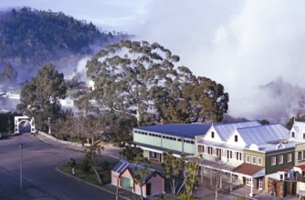 Hokowhitu a Tu memorial bridge and Maori village, Rotorua, New Zealand 1974 Entrance to Te