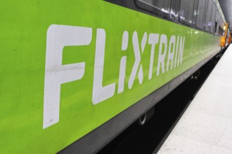 Flixtrain long-distance train from Flix at Berlin Central Station, Germany, Europe