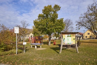 Children's playground with table tennis table and climbing frame, Dorfstraße, Möglenz district, Bad