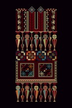 Embroidery vector Tatreez template, Palestinian fashion neck ornament