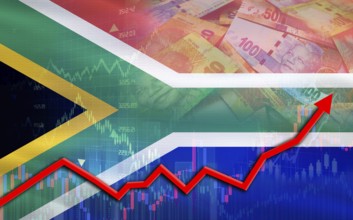 South Africa economic growth on financial graph. South Africa financial growth on market graph