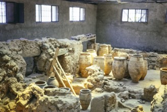 Minoan Bronze Age archaeological site of Akrotiri, Santorini, Cyclades islands, Greece, Europe,