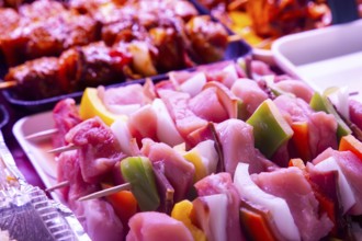 Meat counter in a butcher's shop