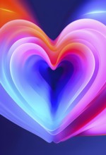 Minimalist heart shape pulsing with vibrant colors, softly expanding and contracting to evoke