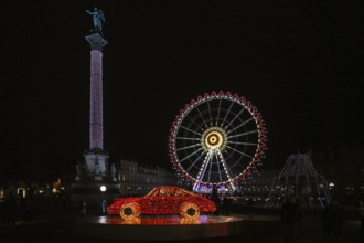 Night shot, Christmas market, highlights, illumination, with Porsche 911, Porsche Museum, landmark,