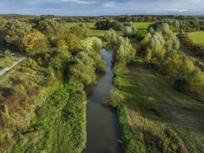 Bergkamen, Ruhr area, North Rhine-Westphalia, Germany, autumn landscape on the Seseke. The