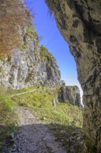 Meatte hiking trail leads along a war road from the First World War through many tunnels, Pieve del