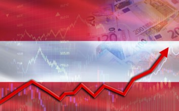 Austria economic growth on financial graph. Austria financial growth on market graph