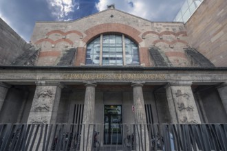 Former entrance of the Germanic National Museum, today entrance to the Biobliothek, Nuremberg,