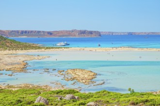 View of Balos bay, Gramvousa Peninsula, Chania, Crete, Greece, Europe