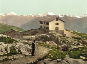 Passhöhe, Hotel Wildstrubel und die Alpen, Bernese Oberland, Switzerland, Historic, digitally