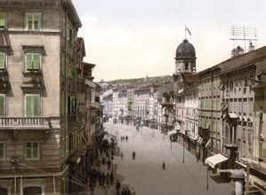 Fiume, now Rijeka, the Corso, Croatia, Austro-Hungary, digitally restored reproduction from a 19th