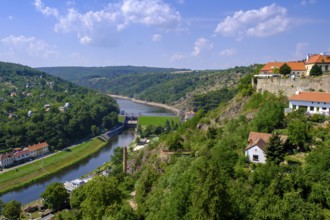 View from the Wenceslas Chapel to the Dyje Valley, Old Town, Znojmo, Znojmo, Okres Znojmo, Kraj