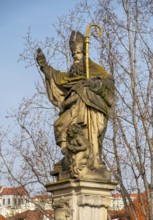 Statue of Augustine of Hippo, Charles Bridge, Prague - Praha, Czech Republic, Europe