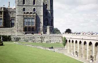 Gardens and historic buildings of Windsor Castle, Berkshire, England, UK, September 1959