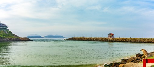 Canal in the Barra da Tijuca breakwater in the city of Rio de Janeiro Rio de Janeiro, RJ, Brazil,