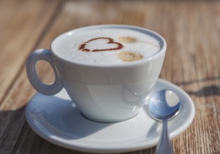 Cappuccino with a heart, North Rhine-Westphalia, Germany, Europe