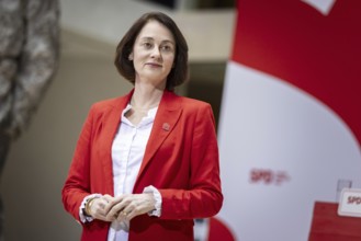 Katarina Barley, SPD lead candidate for the European elections, at a press conference in Berlin, 12