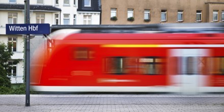 Travelling S-Bahn at Witten main station, public transport, Ruhr area, North Rhine-Westphalia,