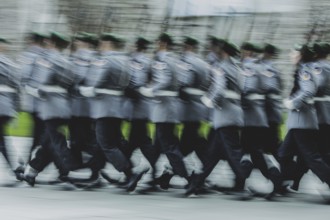 Army soldiers of the guard battalion, photographed during a reception with military honours at the