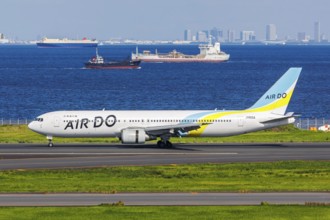 An Air Do Boeing 767-300ER aircraft with registration number JA617J at Tokyo Haneda Airport, Japan,