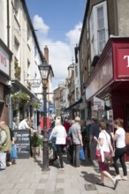 People shopping in Little Brittox street, Devizes, Wiltshire, England, United Kingdom, Europe