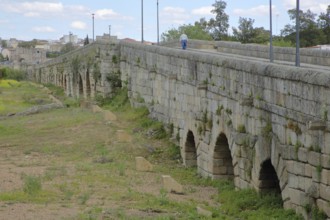 Roman stone arch bridge Puente Romano, UNESCO, Forum Roman, Emerita Augusta, Merida, Extremadura,