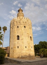 Torre del Orre built 1220 by the Almohads, moorish tower where gold was stored, Seville, Spain,