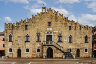 Gothic town hall on the Piazza della Republica, medieval old town centre, Portogruaro, Veneto,