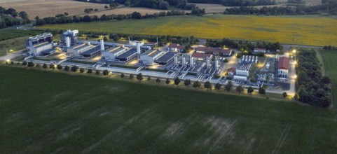 Aerial view of the Mallnow natural gas compressor station of Gascade Gastransport Gmbh, Mallnow