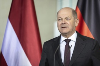 Olaf Scholz, Federal Chancellor, at a press conference in Berlin, 27 March 2024