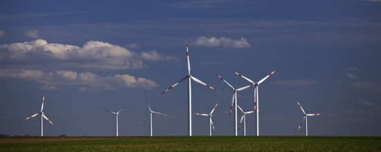 Wind turbines, Bedburg, Lower Rhine, North Rhine-Westphalia, Germany, Europe