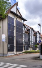 Solar façade, photovoltaic elements on a building façade, hotel in Herrenberg, large PV modules