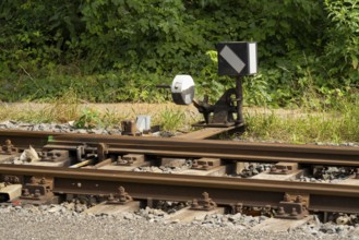 Hand switch on the railway track, Dülmen, Münsterland, North Rhine-Westphalia, Germany, Europe