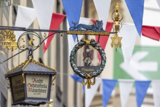 Nose sign in the old town centre of Bamberg. Brewer's star, guild symbol of the brewers.