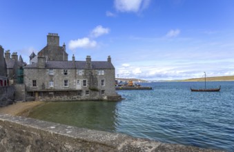 Lerwick, a coastal city in Shetland Scotland British Islands in England with scenic medieval houses