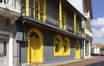 Panama, Panama City historic center Casco Viejo colorful streets and colonial architecture.,