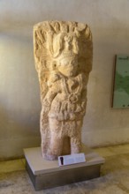 Stone limestone sculpture of a ruler, from Hopelchen, Classic period, Mayan archaeological museum,