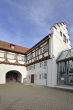 Historic town library with stepped gable at the Pfleghof, Langenau, Alb-Donau district, Swabian