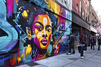 AI generated street art graffiti tour featuring immersive murals and interactive elements in