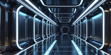 3d rendering of architecture visualization of a futuristic passageway, AI generated