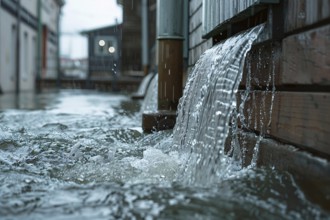 Water flood in city street. KI generiert, generiert, AI generated