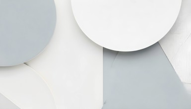 Minimalist composition of overlapping geometric shapes with clean lines and muted soft pastel