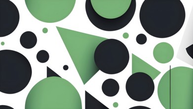 Minimalist illustration featuring abstract shapes to convey fun and ease, wallpaper with green