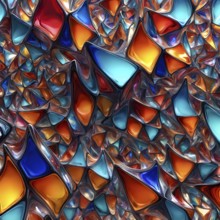 3d rendering of vibrant colored abstract changing glass design in an ornament structure, AI