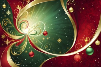 Abstract wallpaper illustration of Christmas symbols for gift cards, swirling shapes and lines, in