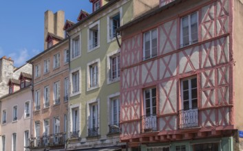 House facades in Chalon-sur Saone, Département Saône-et-Loire in the Bourgogne-Franche-Comté